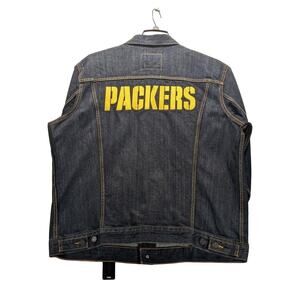 Levis Mens NFL Green Bay Packers Navy Blue Denim Jean Trucker Jacket 3XL NWT NOS